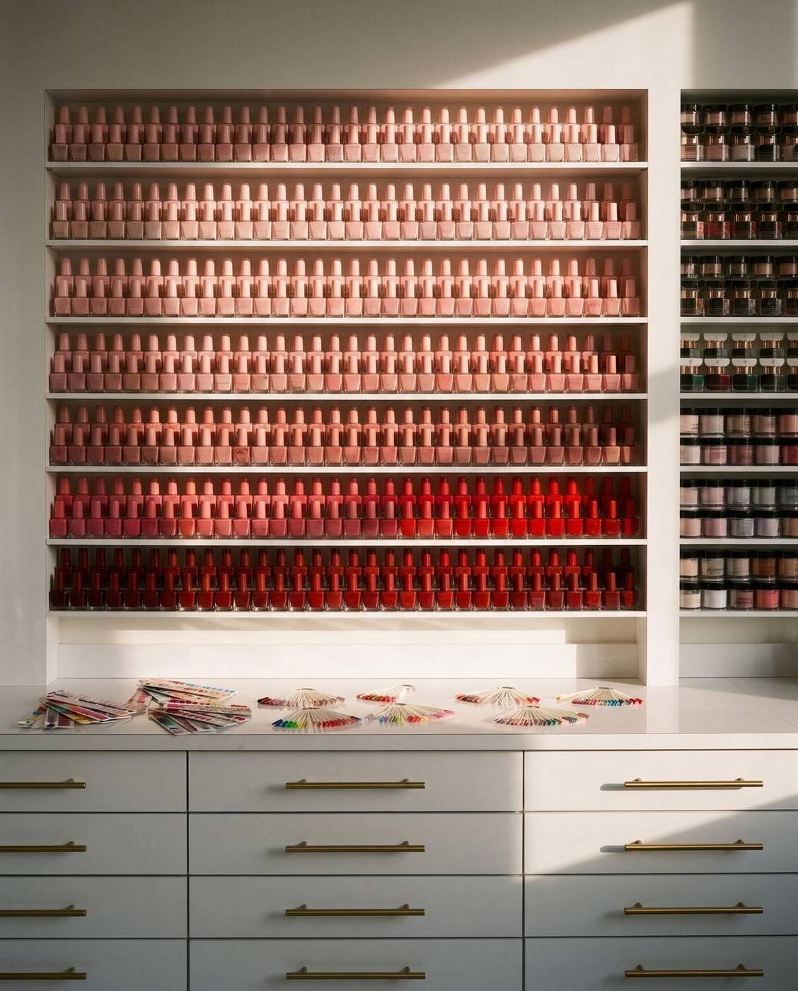 The polish wall arranged as a single color gradient